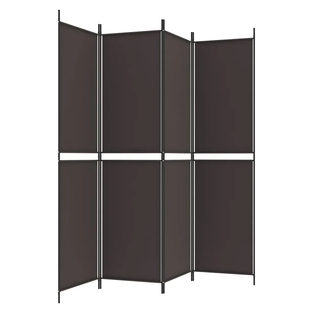 Divisorio a 4 Pannelli Marrone 200x200 cm in Tessuto 350231 - Image 5