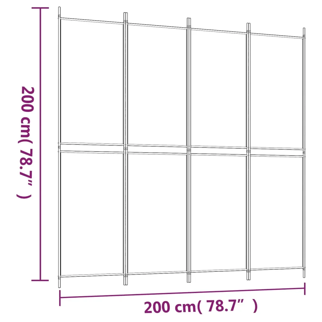 Divisorio a 4 Pannelli Marrone 200x200 cm in Tessuto 350231 - Image 8