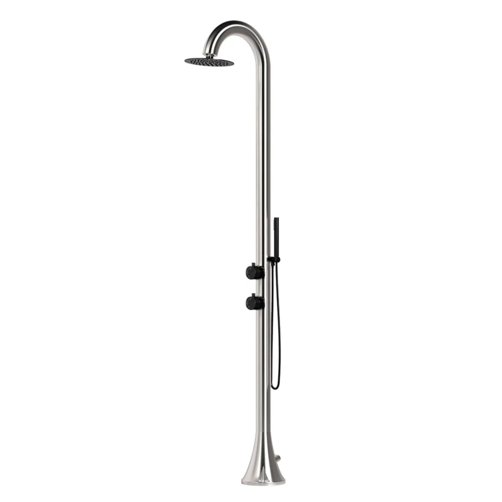 Doccia piscina SINED Luna In Acciaio Inox 316l Acciaio Spazzolato Con Doccino Flessibile Acqua calda e fredda Per Interni Ed Esterni Resistente Ingresso acqua dal basso o laterale - Image 2