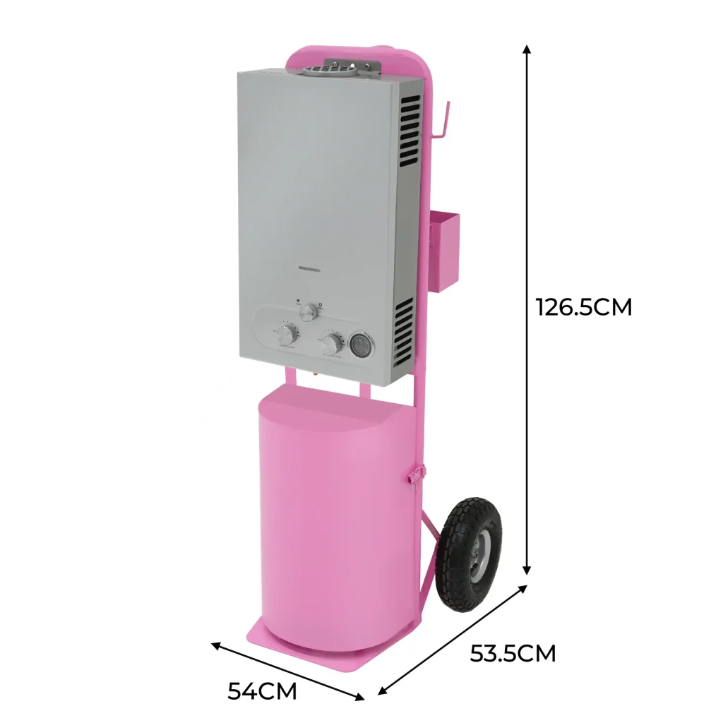 Doccia portatile per cavalli con carrello rosa, serbatoio 18L, tubo 10m. - Image 5
