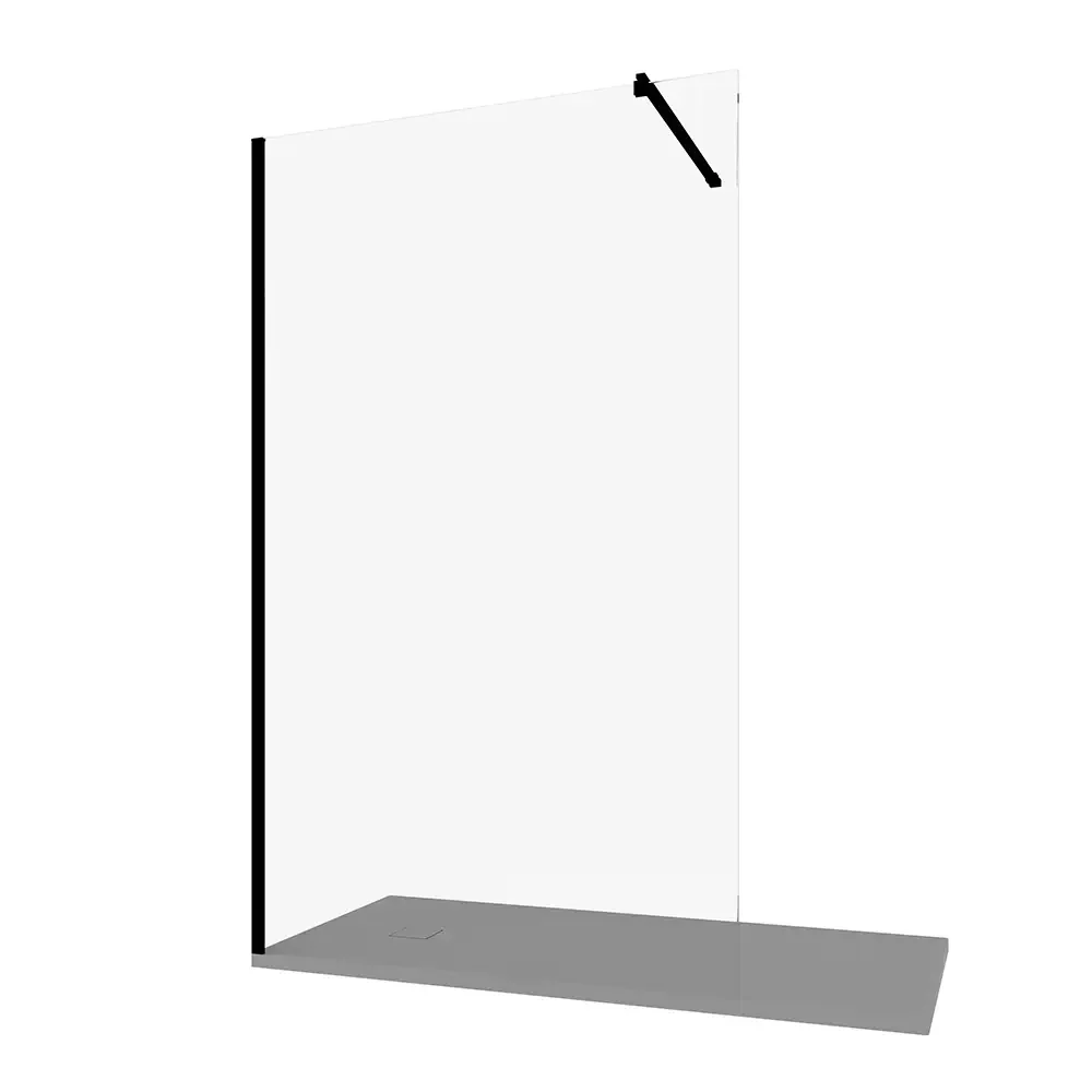 Doccia walk-in 100cm vetro temperato anticalcare 10mm trasparente profili neri | Naxos - Image 4