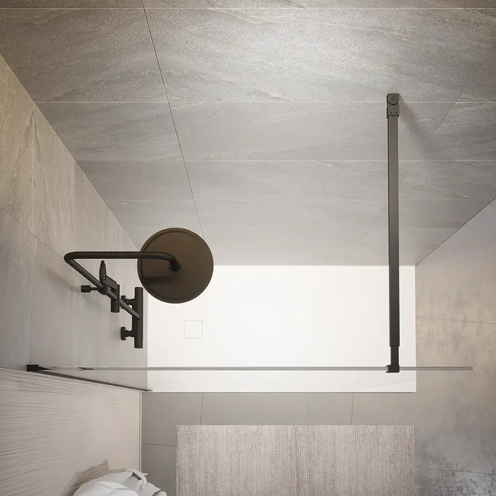 Doccia walk-in 100cm vetro temperato anticalcare 10mm trasparente profili neri | Naxos - Image 6