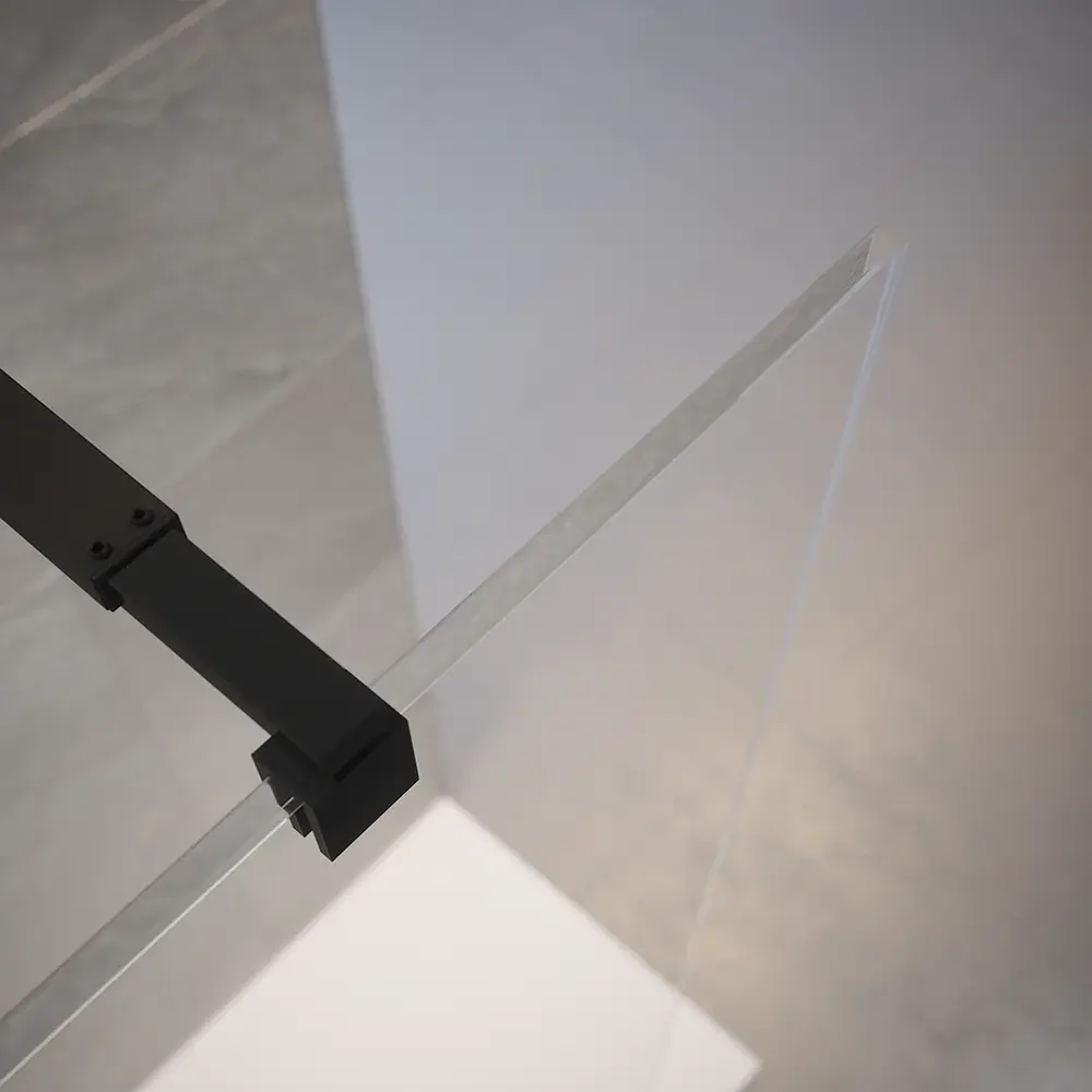 Doccia walk-in 140cm vetro temperato anticalcare 10mm trasparente profili neri | Naxos - Image 3
