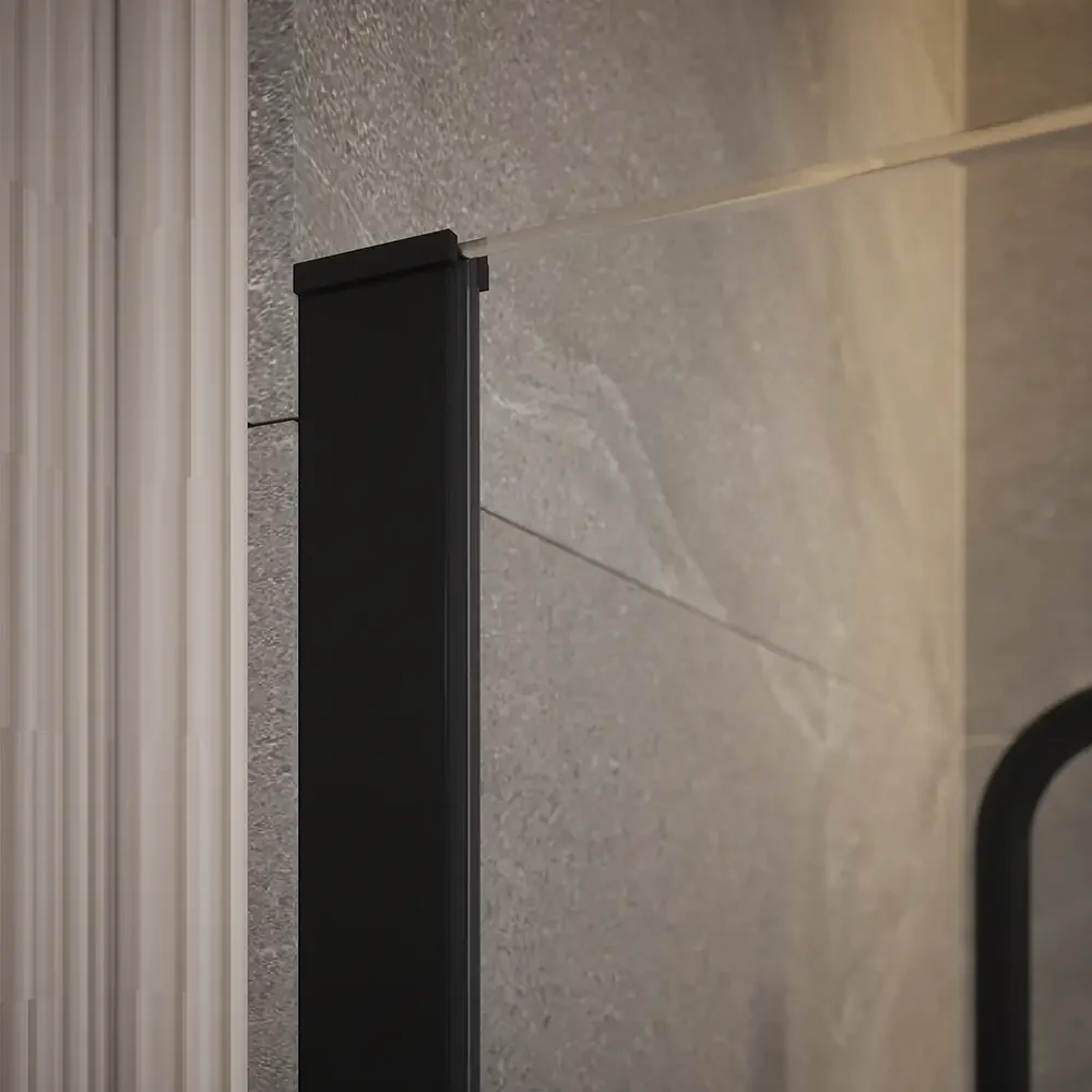 Doccia walk-in 150cm vetro 10mm trasparente profili neri | Naxos - Image 3