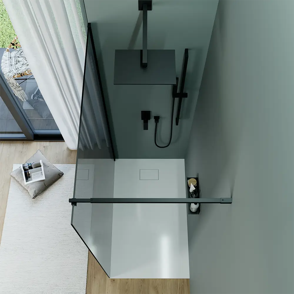 Doccia walk-in 70 cm vetro 8mm anticalcare fumé h200 profili neri | Keros - Image 8