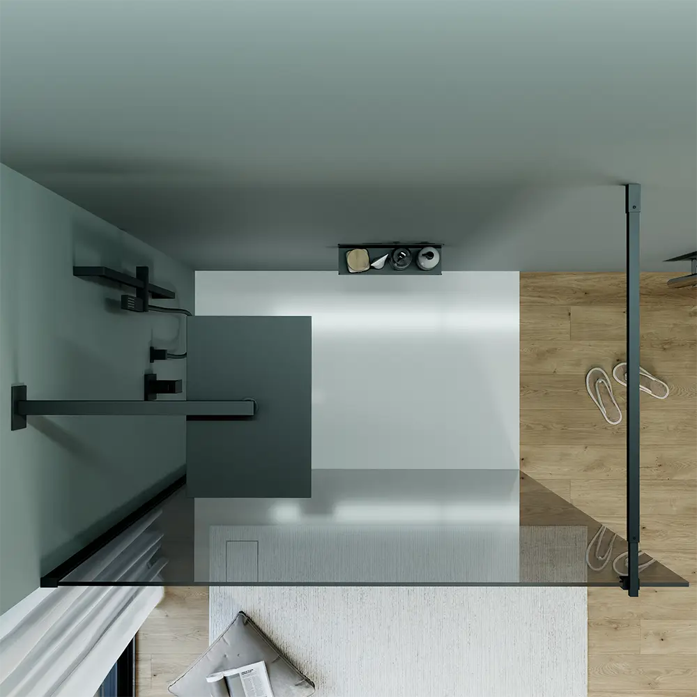 Doccia walk-in 80 cm vetro 8mm anticalcare fumé h200 profili neri | Keros - Image 6