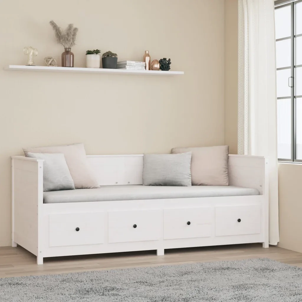 Dormeuse senza Materasso Bianca 80x200 cm Legno Massello Pino 820907 - Image 4