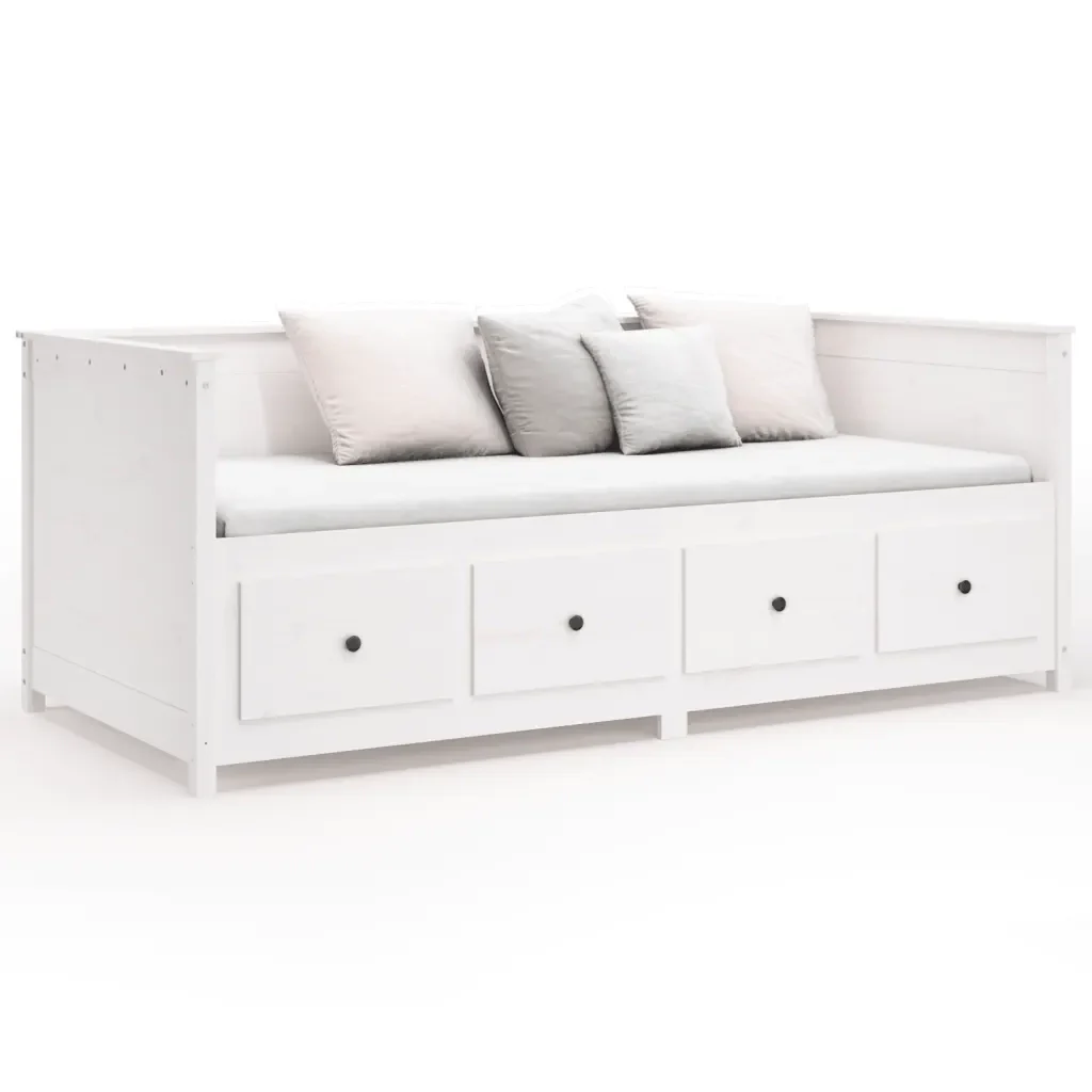 Dormeuse senza Materasso Bianca 80x200 cm Legno Massello Pino 820907 - Image 5
