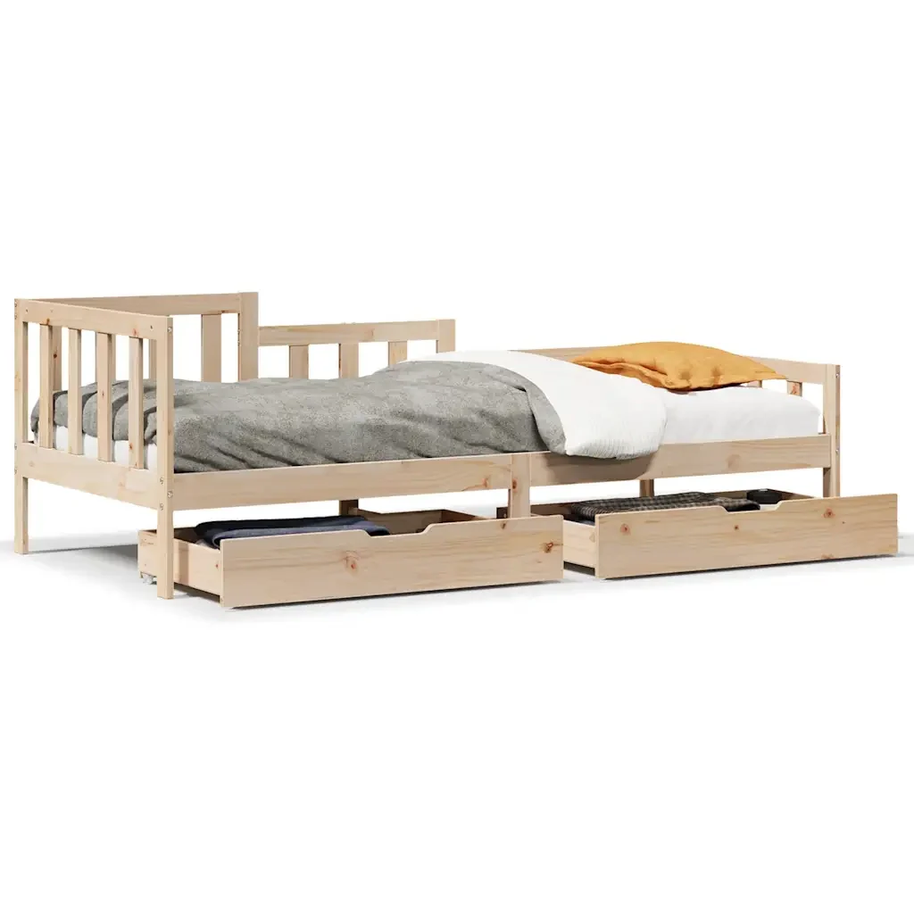 Dormeuse con Cassetti 80x200 cm in Legno Massello di Pino 3302104 - Image 2