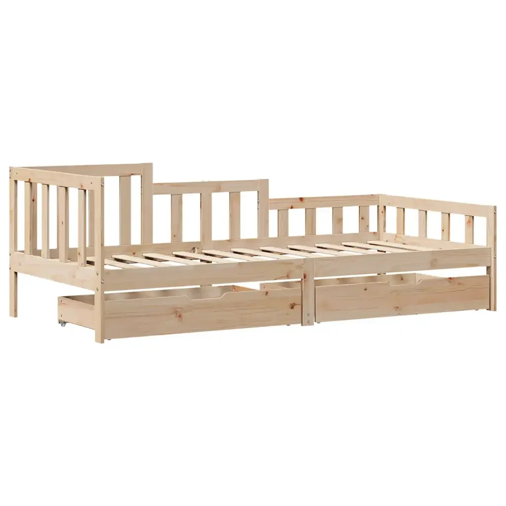 Dormeuse con Cassetti 80x200 cm in Legno Massello di Pino 3302104 - Image 3