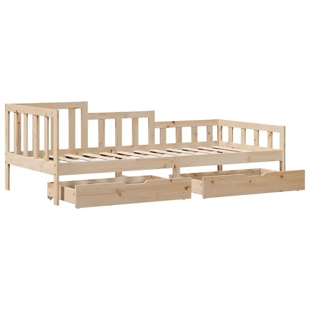 Dormeuse con Cassetti 80x200 cm in Legno Massello di Pino 3302104 - Image 5