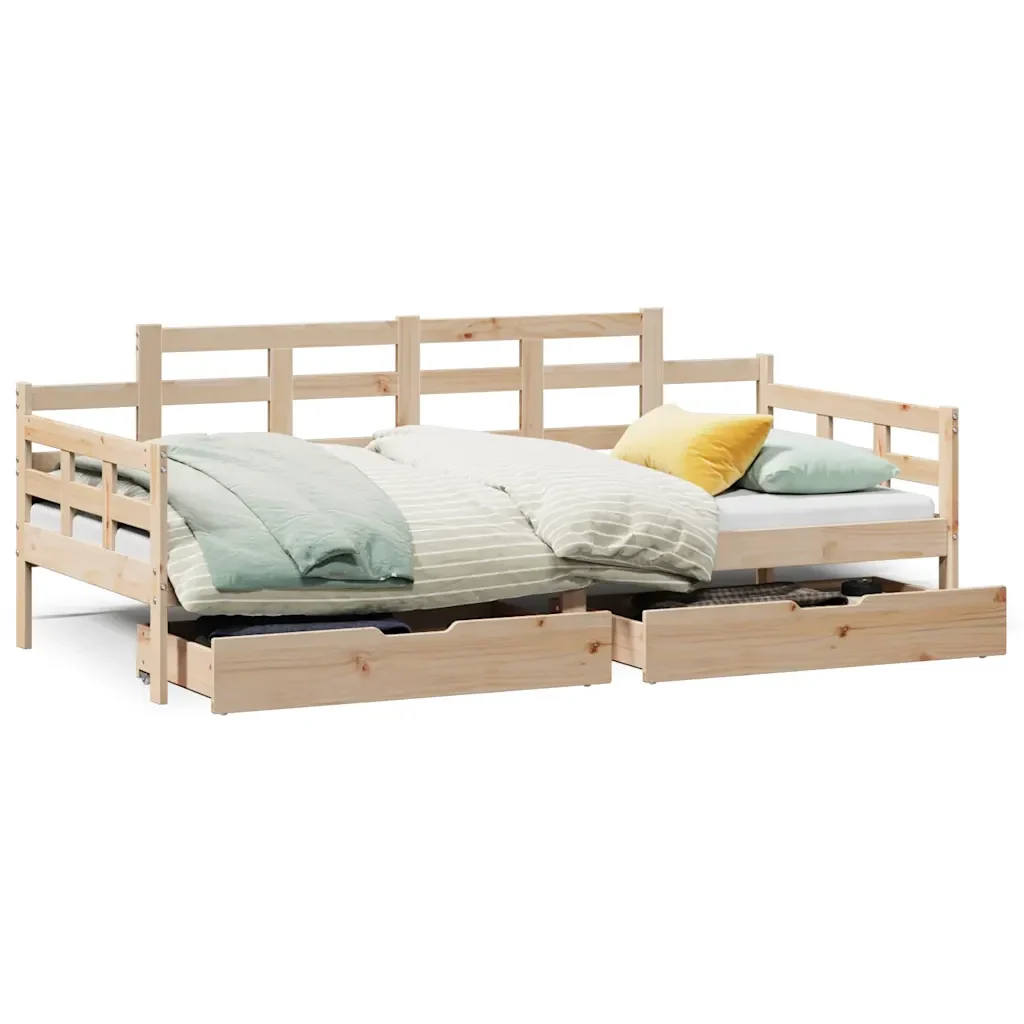 Dormeuse con Cassetti 80x200 cm in Legno Massello di Pino 3302122 - Image 2
