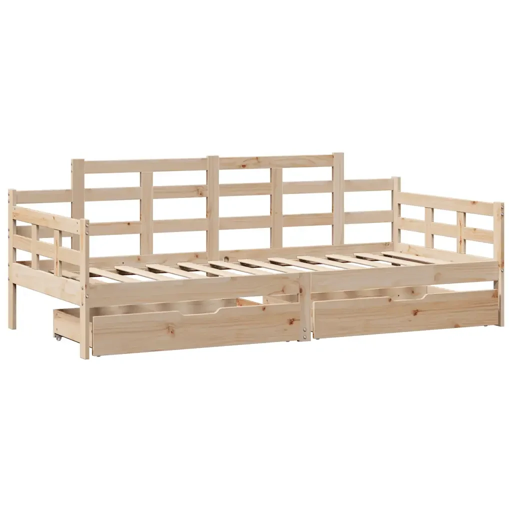 Dormeuse con Cassetti 80x200 cm in Legno Massello di Pino 3302122 - Image 3