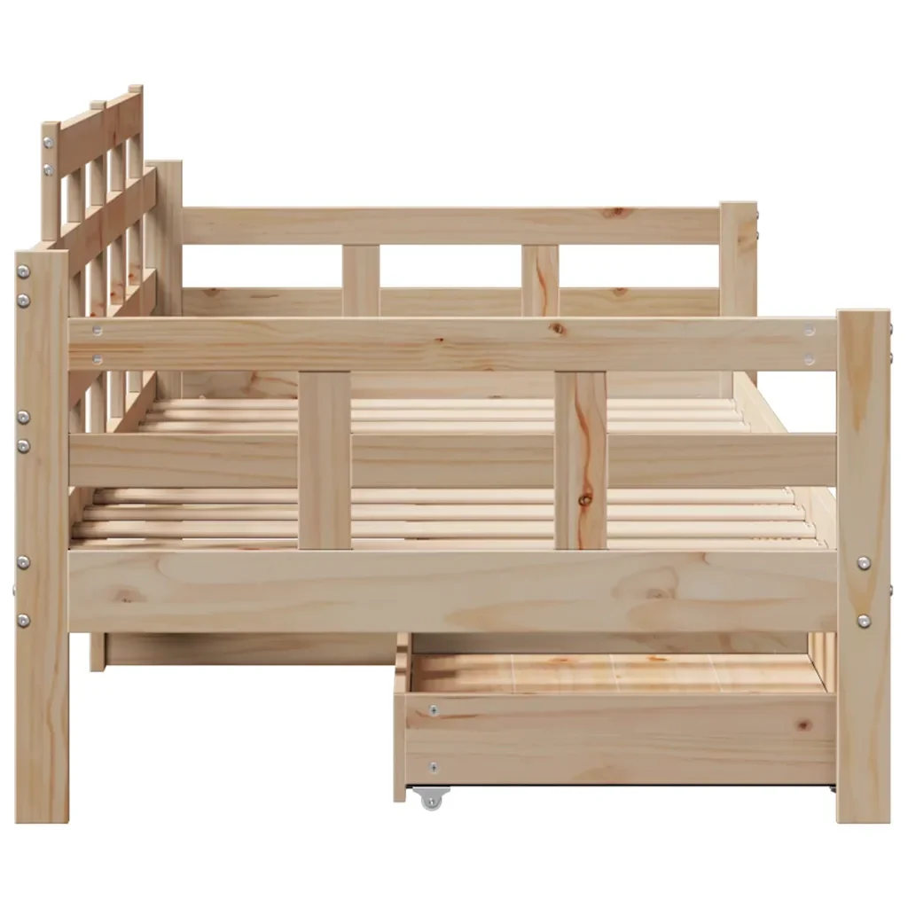 Dormeuse con Cassetti 80x200 cm in Legno Massello di Pino 3302122 - Image 5