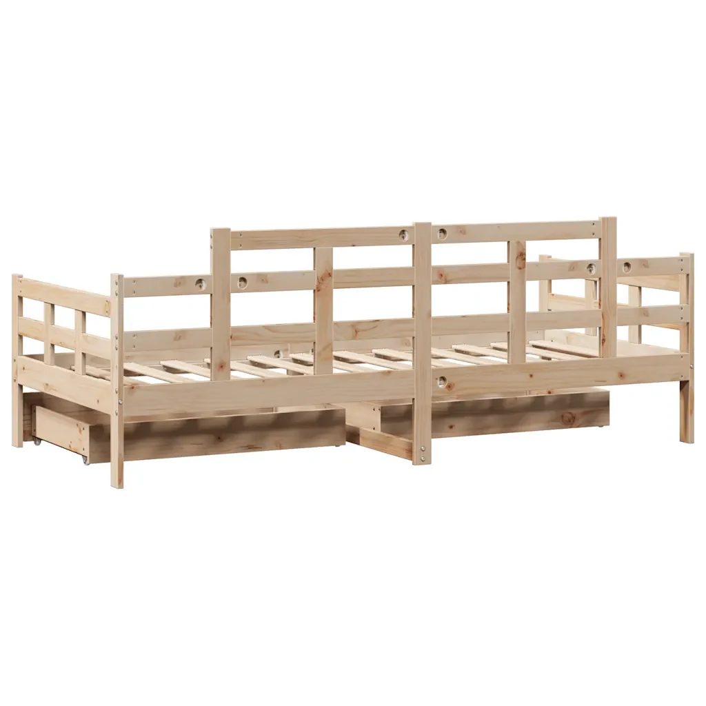 Dormeuse con Cassetti 80x200 cm in Legno Massello di Pino 3302122 - Image 6