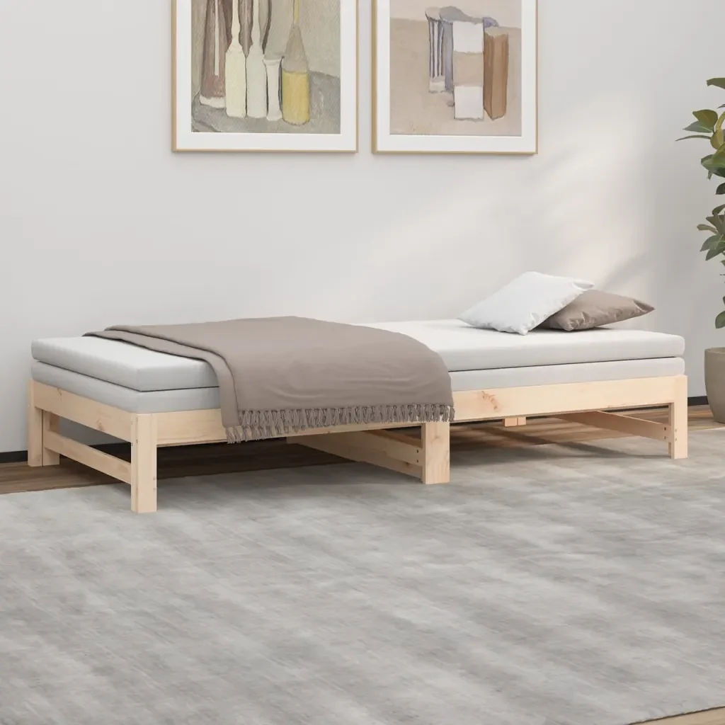 Dormeuse Estraibile 2x(90x200) cm Legno Massello di Pino 823404 - Image 4