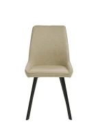 E-STYLO Sedia da pranzo in microfibra beige con gambe e struttura in metallo nero, 48cm X 60cm H. 87cm. - Image 2