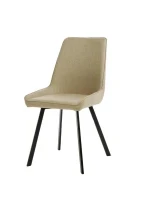 E-STYLO Sedia da pranzo in microfibra beige con gambe e struttura in metallo nero, 48cm X 60cm H. 87cm. - Image 3