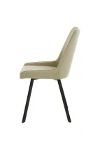 E-STYLO Sedia da pranzo in microfibra beige con gambe e struttura in metallo nero, 48cm X 60cm H. 87cm. - Image 4
