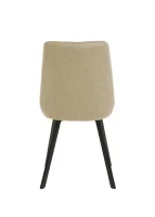 E-STYLO Sedia da pranzo in microfibra beige con gambe e struttura in metallo nero, 48cm X 60cm H. 87cm. - Image 5