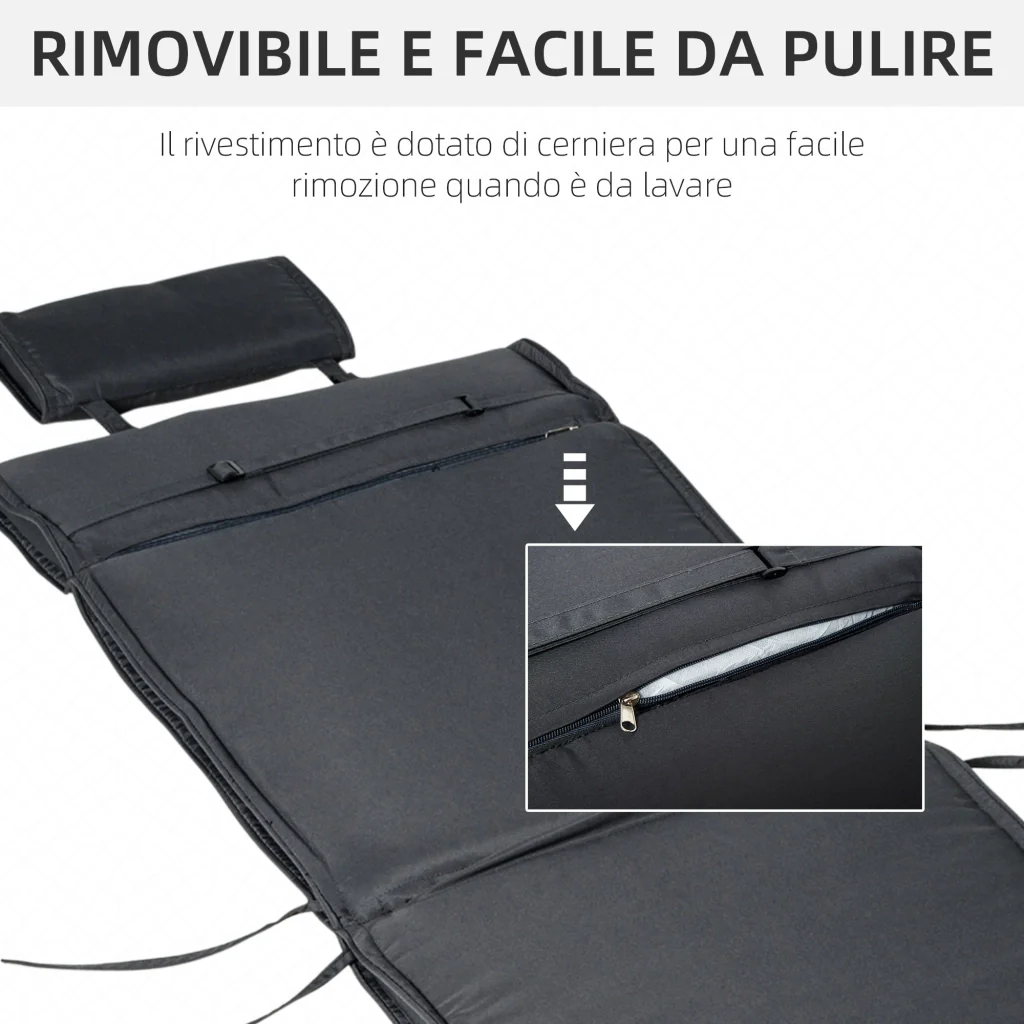 EasyComfort Cuscino per Sdraio Lettino Prendisole da Giardino Grigio 198x53x5cm - Image 6