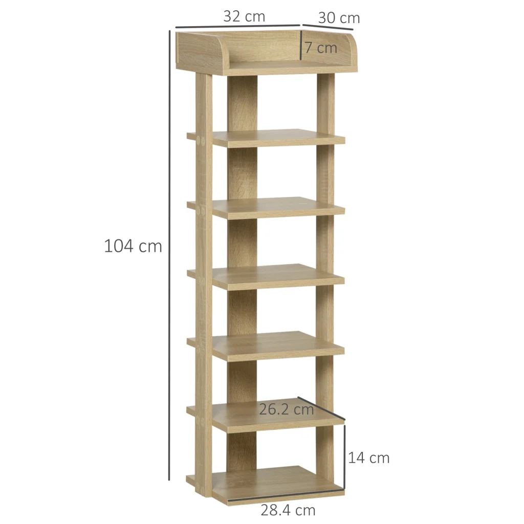 EASYCOMFORT Mobile Scarpiera per Ingresso in Legno, con Ripiano Porta Oggetti, 32x30x104cm, Rovere - Image 3
