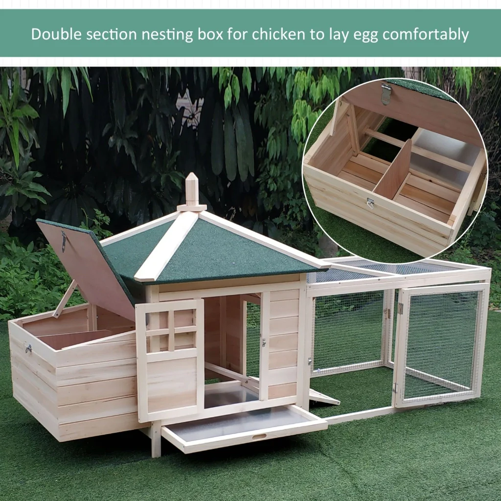 EasyComfort Pollaio da Giardino Prefabbricato in Legno 196x76x97cm, Color Legno - Image 5