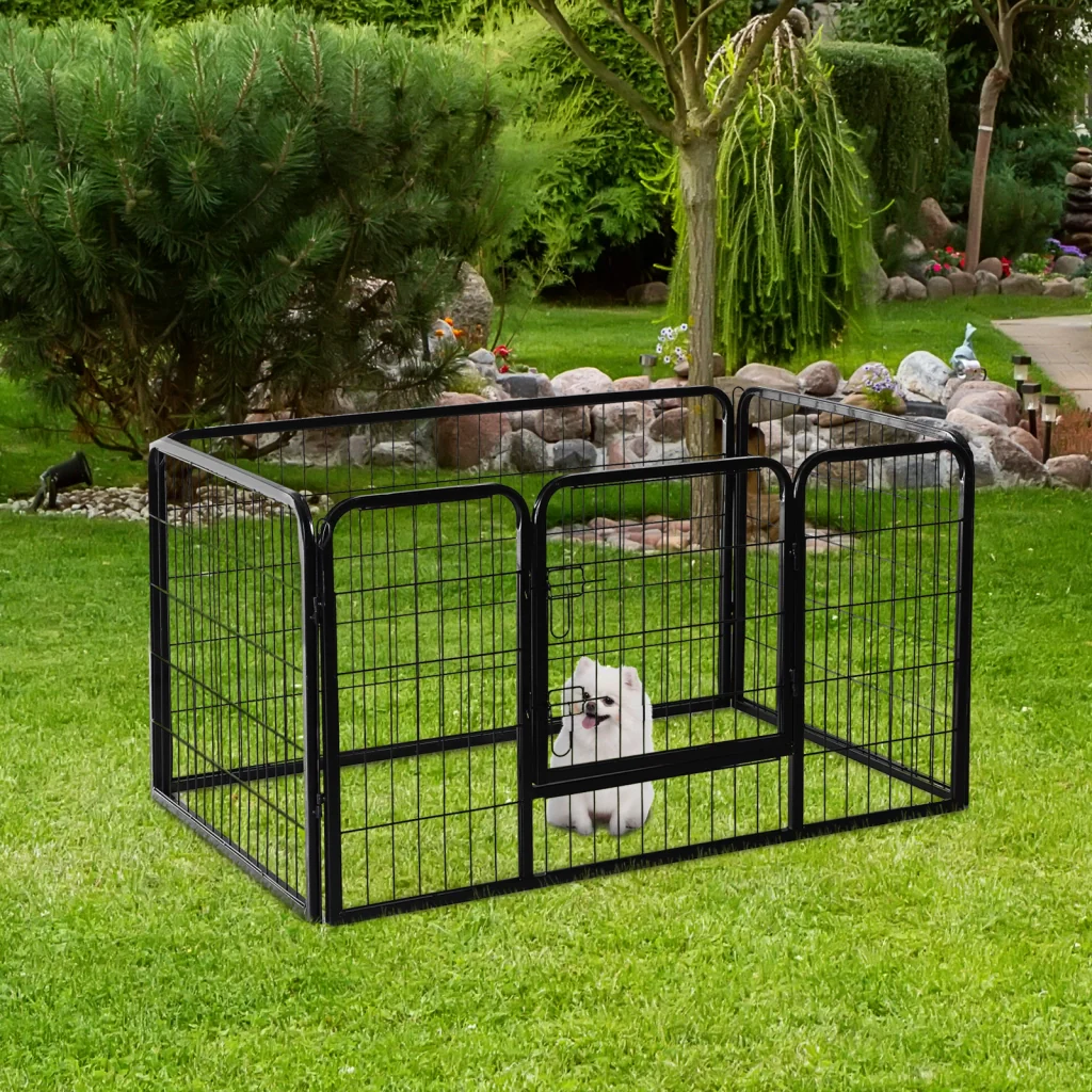 EasyComfort Recinto per Cani di Piccoli Taglia da Interno ed Esterno, Recinzione per Animali Domestici con Rete 6 pz in Acciaio e Metallo, 125x80x70 cm, Nero - Image 2