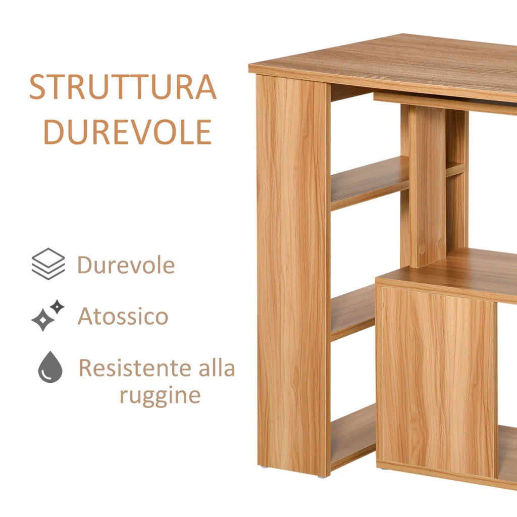 Easycomfort Scrivania Computer PC Angolare con Design a L Girevole a 5 Ripiani per Casa e Ufficio, Tavolo da Pranzo in Legno, 120x110x74.5 cm - Image 7