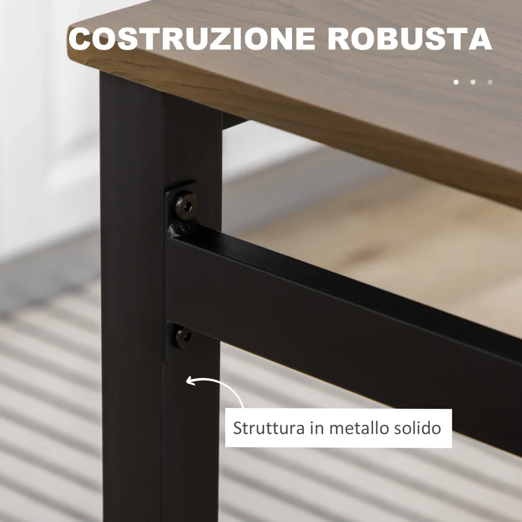EasyComfort Set da Pranzo da 5 Pezzi con 1 Tavolo Rettangolare 100x63x76.5 cm e 4 Sedie 45x40x82 cm, in Acciaio e MDF - Image 7