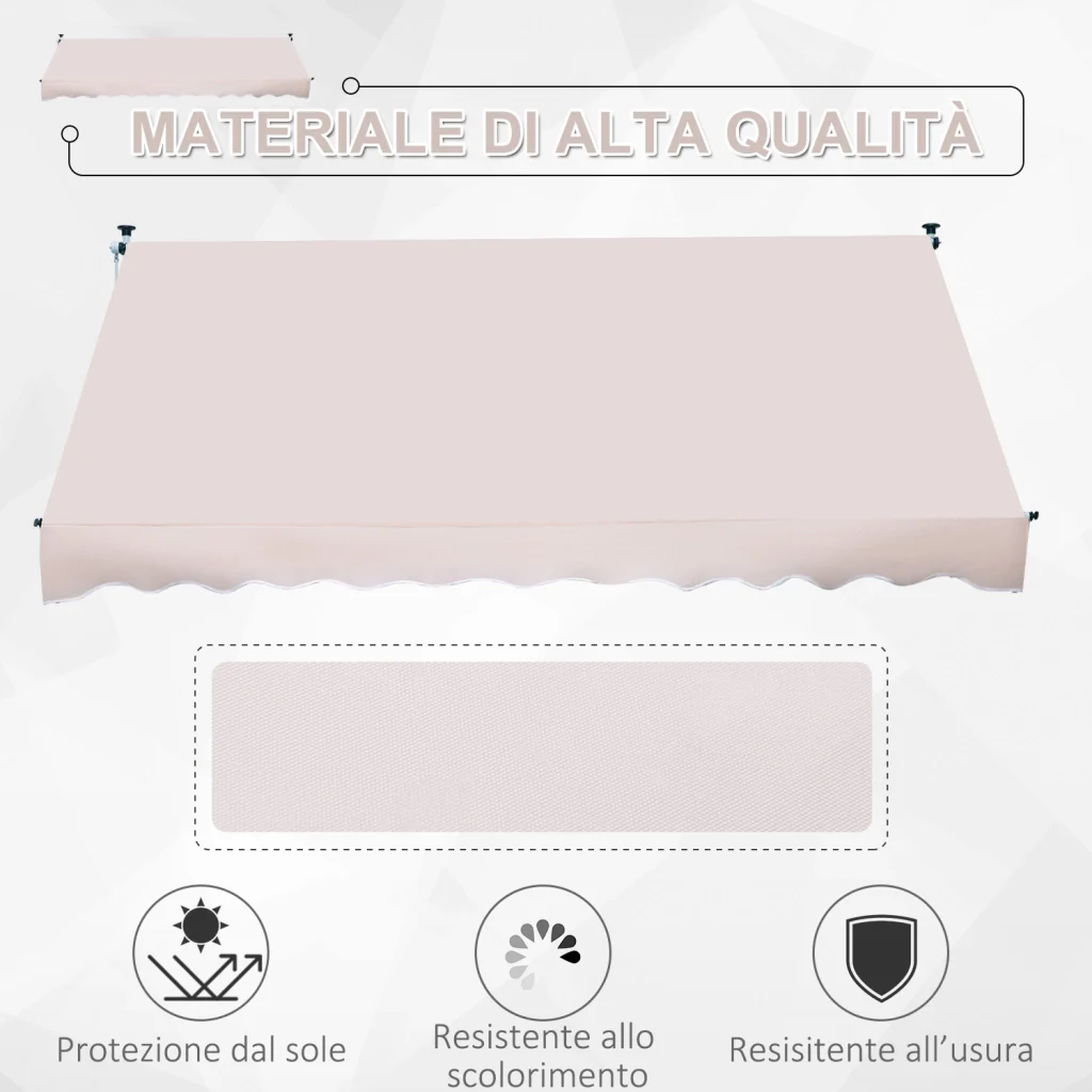 EasyComfort Tenda da Sole a Bracci 3x1.5m con Manovella e Struttura Telescopica, Beige - Image 4