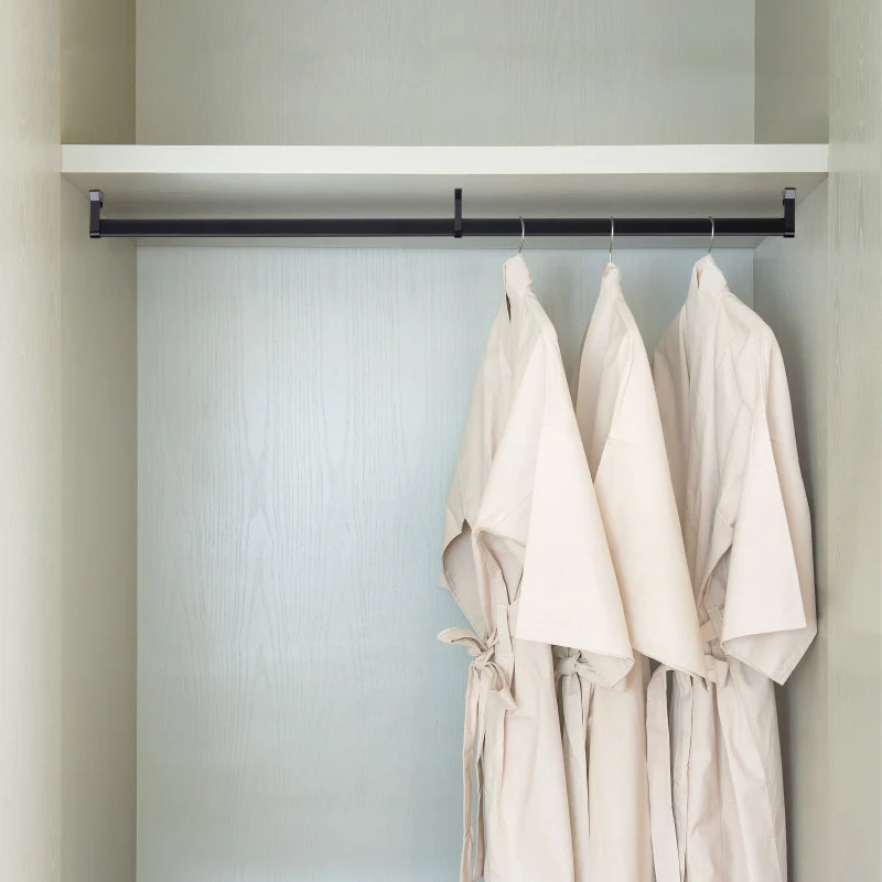 Lotto di 2 tubi appendiabiti per armadio Silk lunghezza 1,15 m con reggitubi, Alluminio e Tecnoplastica, Anodizzato op.. - Image 2