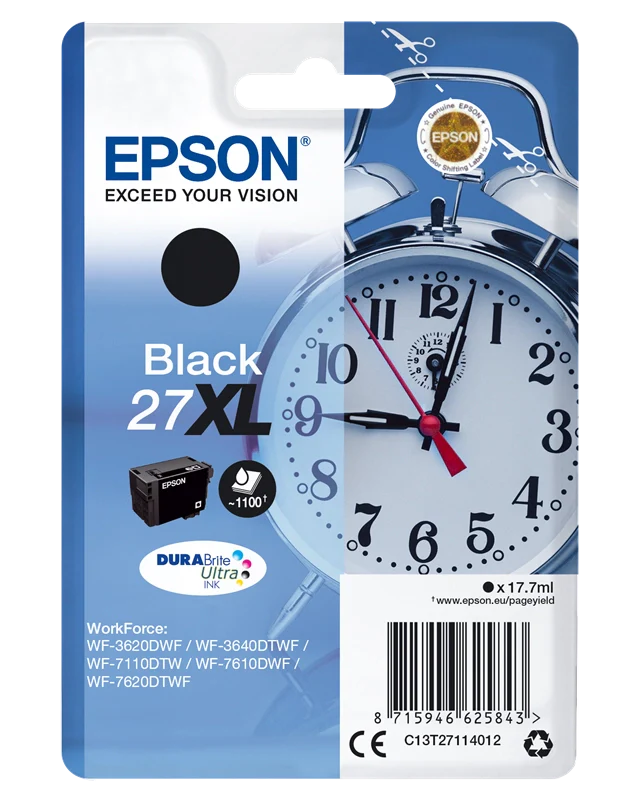 Epson Alarm clock Cartuccia Sveglia Nero Inchiostri DURABrite Ultra 27XL