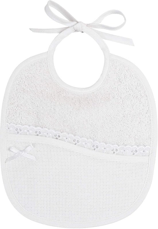 Filet - Panno di cotone bianco per neonati | Borsa per il lavoro a maglia | Dettagli di stoffa per cucito | Realizzato in Italia