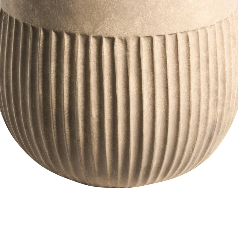 Fioriera beige in fibra di argilla verniciata per interni ed esterni rotonda 36 x 36 x 46 cm alta design moderno soggiorno giardino - Image 5