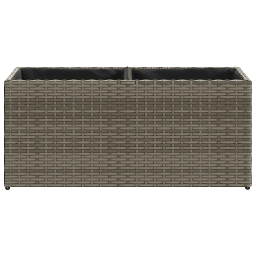 Fioriera da Giardino con 2 Vasi Grigia 72x30x32 cm Polyrattan 366424 - Image 5