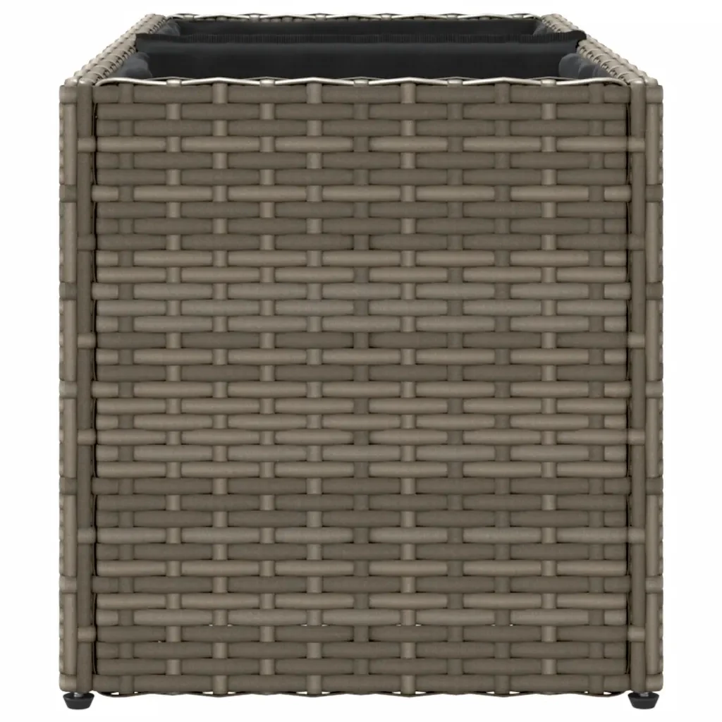 Fioriera da Giardino con 2 Vasi Grigia 72x30x32 cm Polyrattan 366424 - Image 6