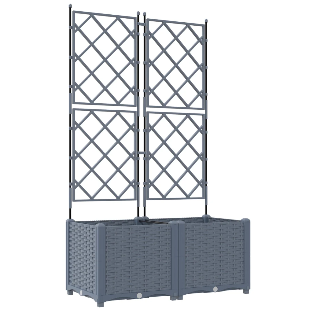 Fioriera da Giardino con Graticcio 2 pz Grigio Chiaro 80x40x143 cm - Image 2