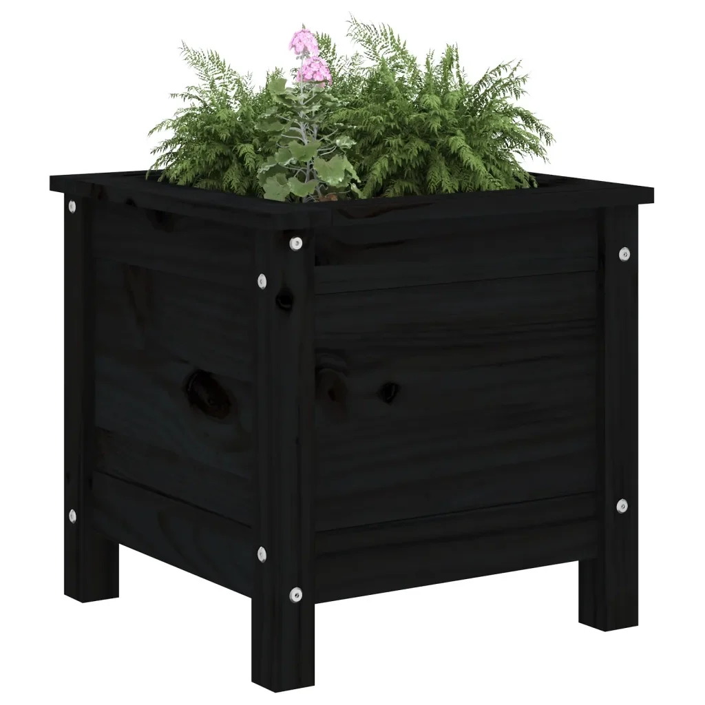 Fioriera da Giardino Nera 40x40x39 cm Legno Massello di Pino 825251 - Image 3