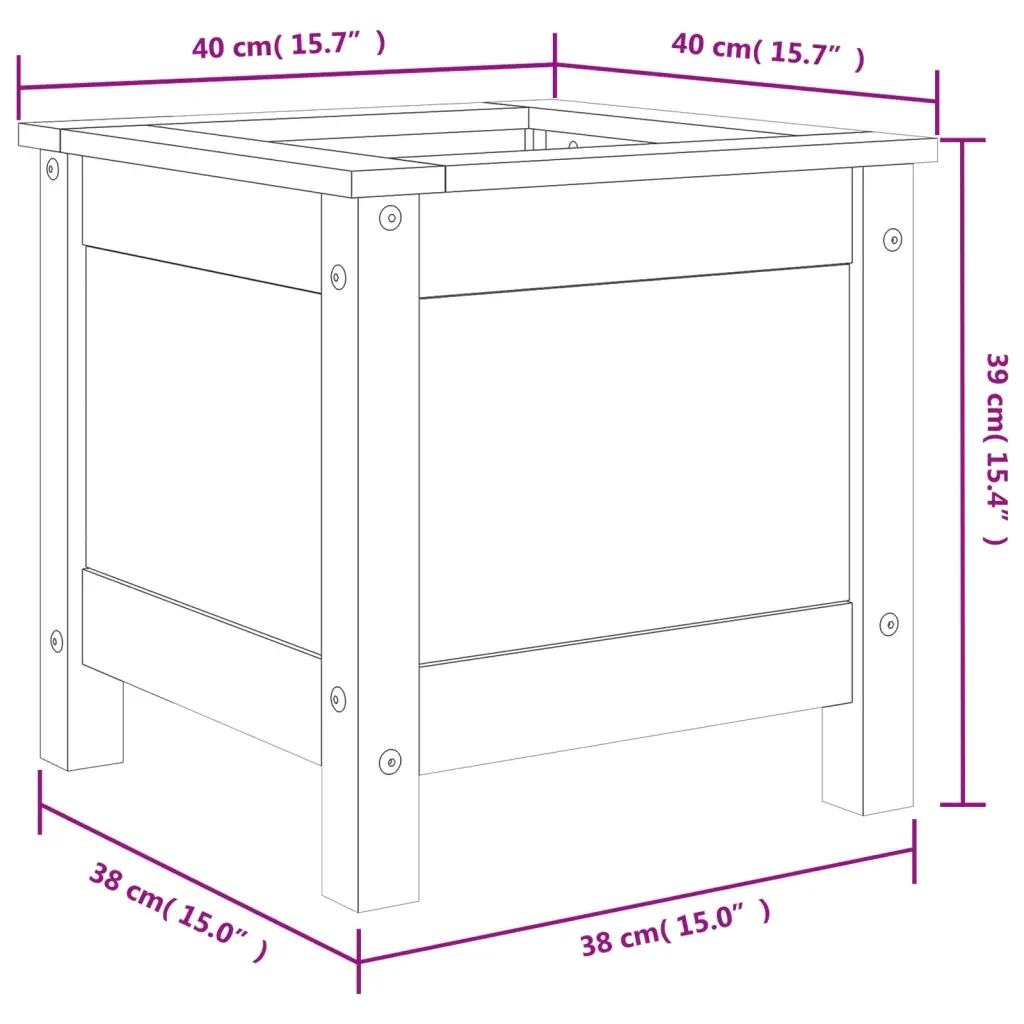Fioriera da Giardino Nera 40x40x39 cm Legno Massello di Pino 825251 - Image 9