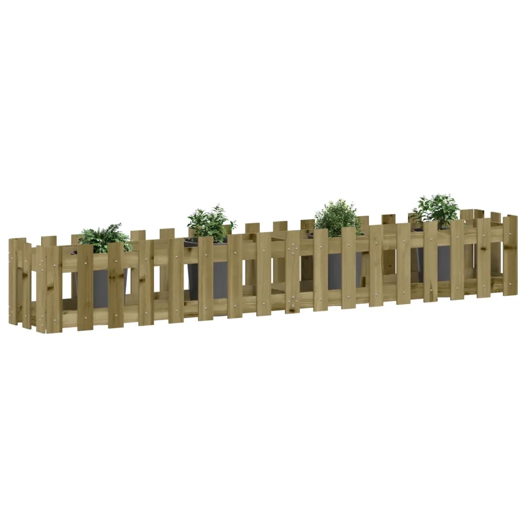 Fioriera da Giardino Recinzione 200x30x30cm in Pino Impregnatocod mxl 107624 - Image 3