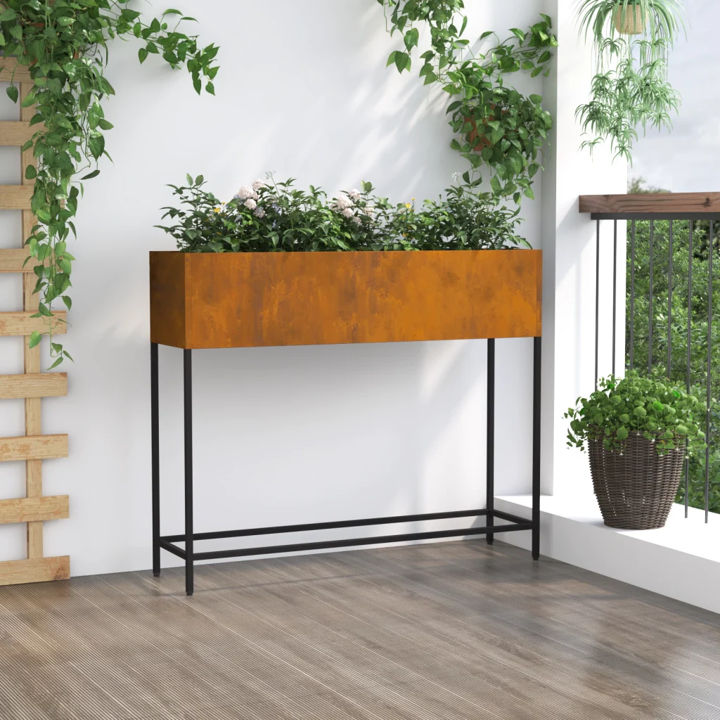 Fioriera da Giardino Rialzata 100x26x82 cm Acciaio Resistente - Image 4