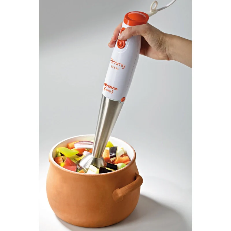 Frullatore a immersione - Lame in Acciaio Inox - 2 velocità - 200W - Bianco e Arancio - Image 4