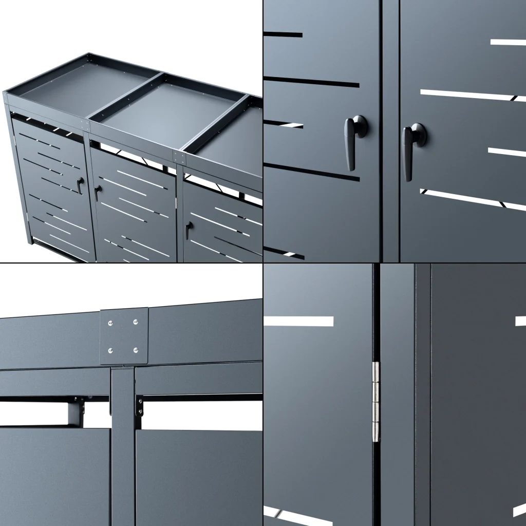 Gabbia Copribidone 'Salching' per 3 Cassonetti da 240 L [en.casa] - Image 7