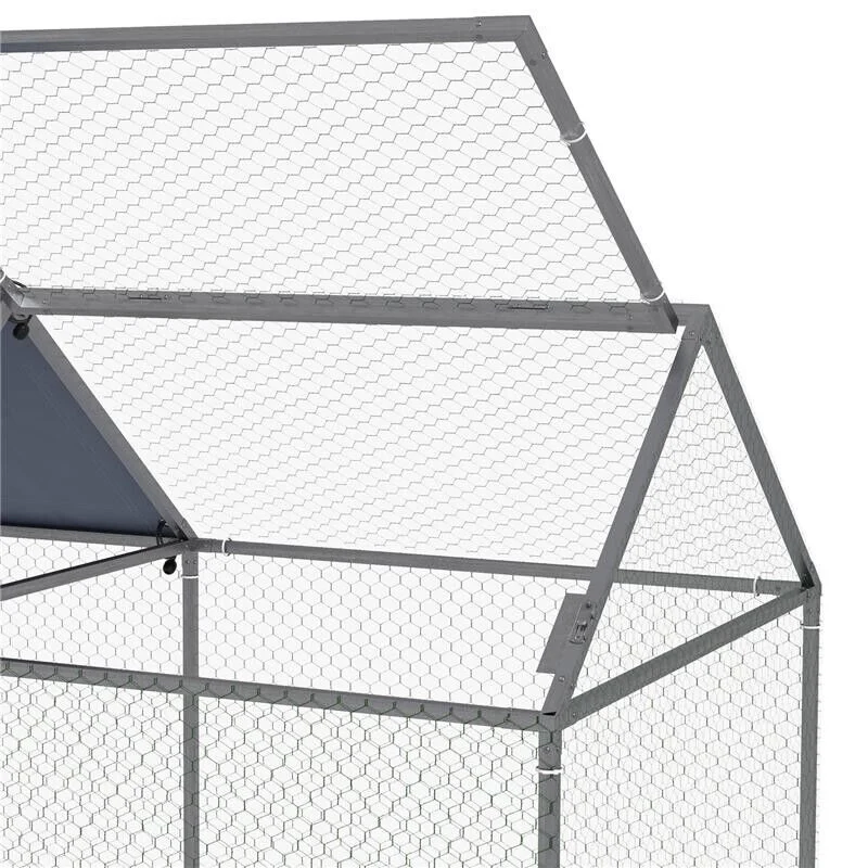 GABBIA PER ANIMALI IN ACCIAIO CON TETTO IN TESSUTO OXFORD E PICCHETTI, 198X100X120 CM, VERDE E ARGENTO - Image 9