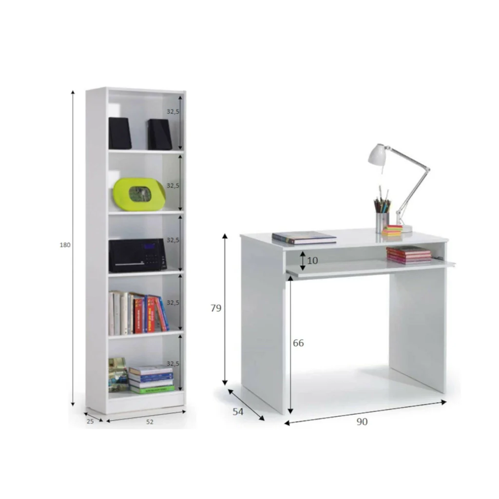 Gaggi, Composizione Camera da Letto Reversibile, 90x54x79h cm Bianco - Image 3