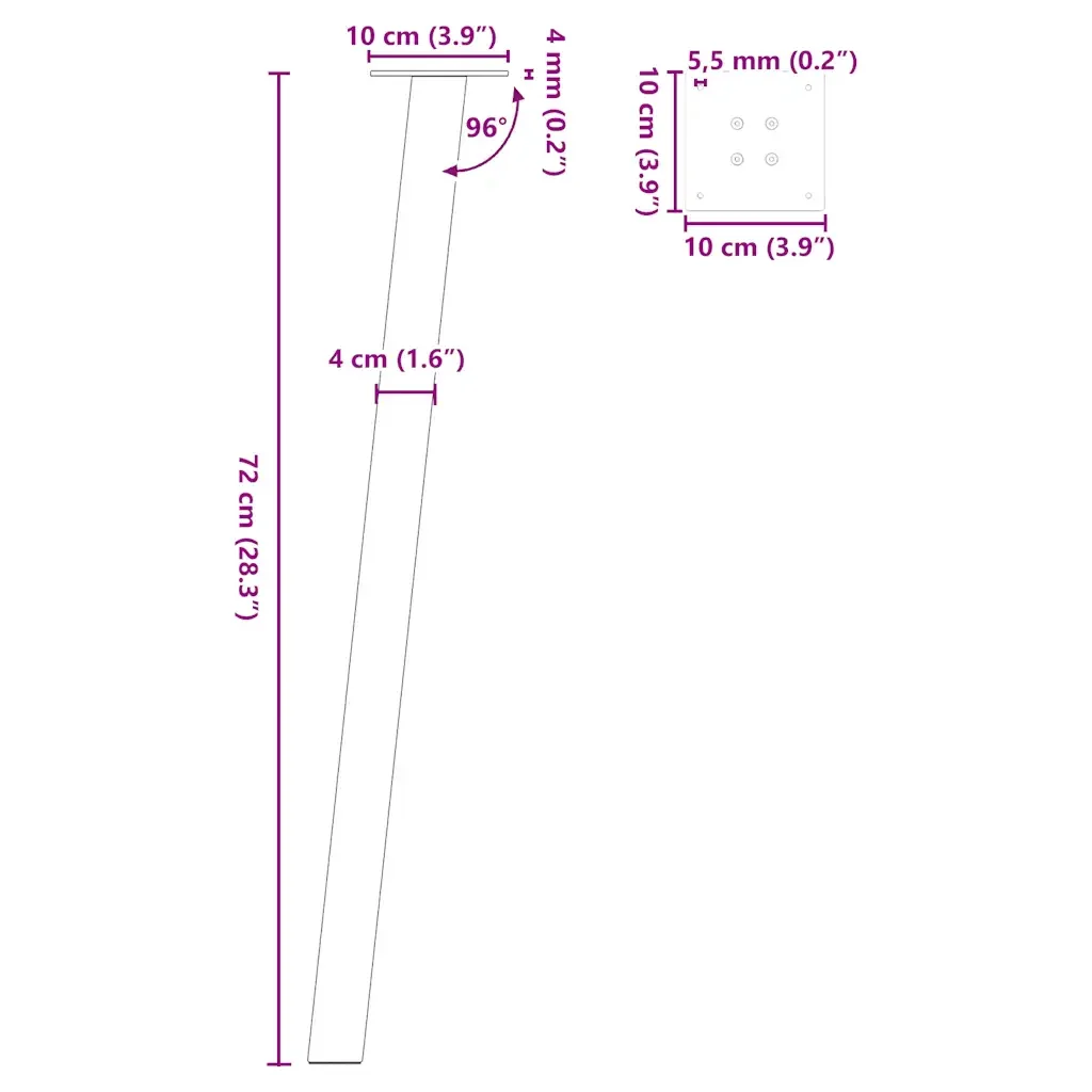 Gambe per tavolo consolle 4 pz nere 72 cm in acciaio 4012492 - Image 9