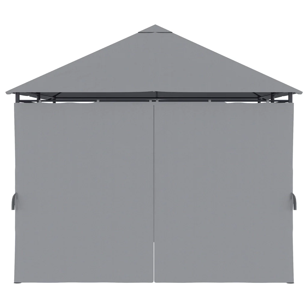 Gazebo 3x4 m con 6 Pareti Rimovibili 8 Fori di Drenaggio e 12 Picchetti in Acciaio e Poliestere Grigio e Nero - Image 7