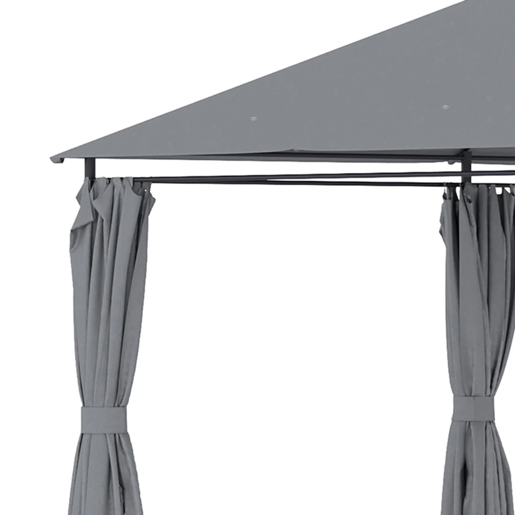 Gazebo 3x4 m con 6 Pareti Rimovibili 8 Fori di Drenaggio e 12 Picchetti in Acciaio e Poliestere Grigio e Nero - Image 8