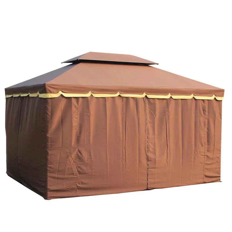 GAZEBO CON DOPPIO TETTO E ZANZARIERA IN POLIESTERE 2.9 X 3.9 M CAFFÈ - Image 7
